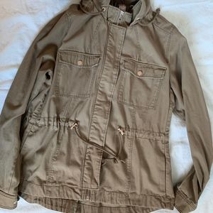 Short Cotton Parka- Khaki Green